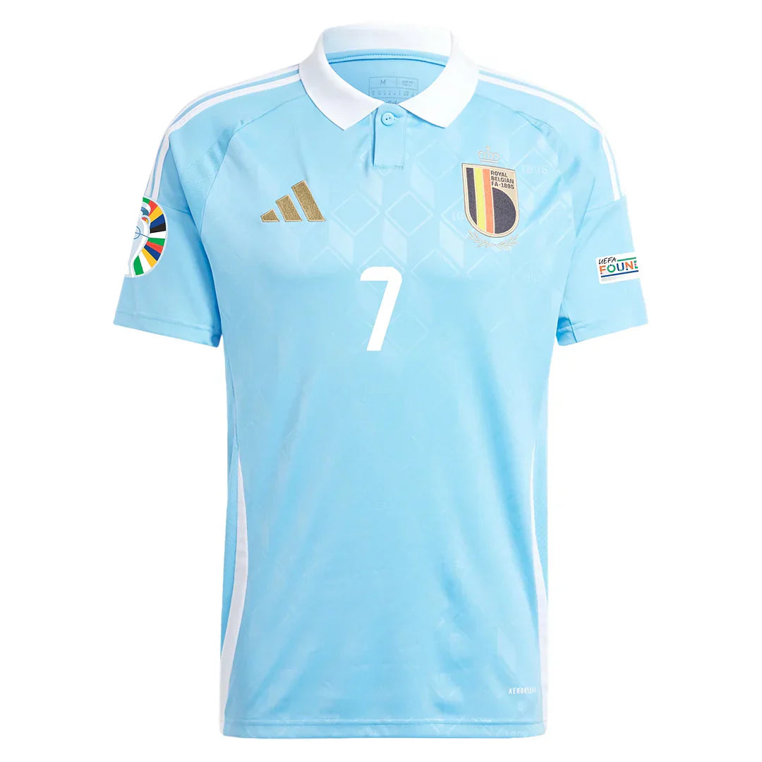 De Bruyne #7 Belgien 2024 Auswärtstrikot Herren mit Euro-Patches