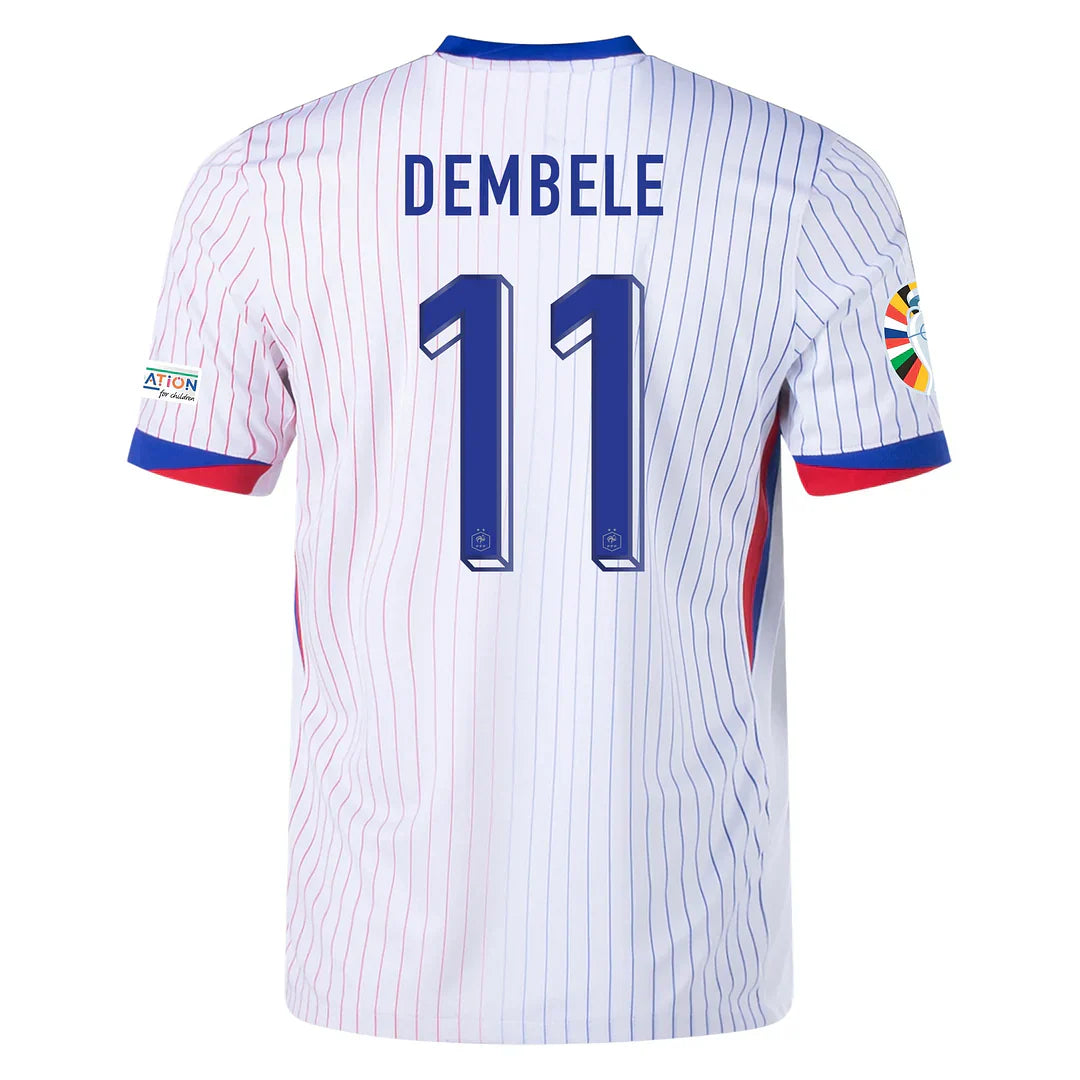 Dembele #11 France 2024 Auswärtstrikot Herren mit Euro-Patches