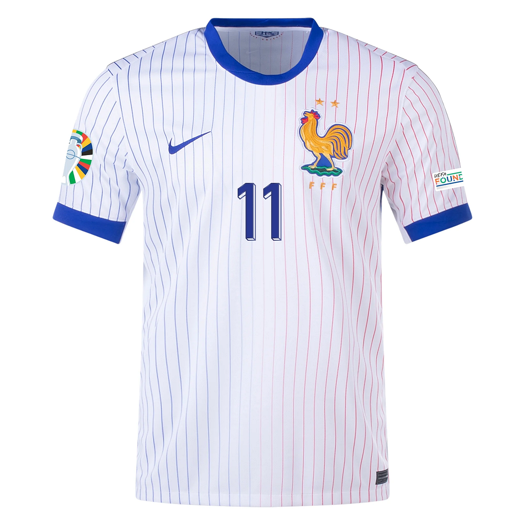 Dembele #11 France 2024 Auswärtstrikot Herren mit Euro-Patches