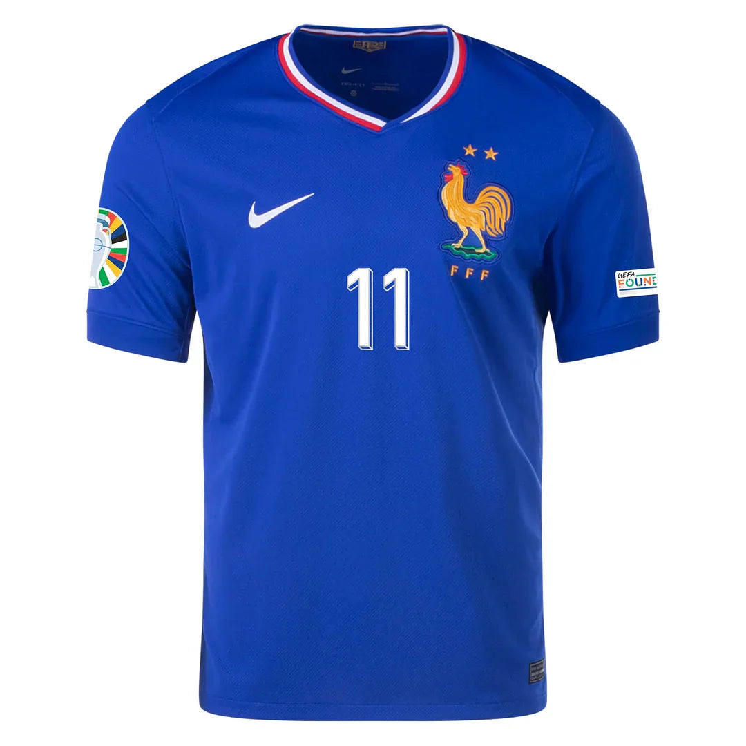 Dembele #11 France 2024 Heimtrikot Herren mit Euro-Patches