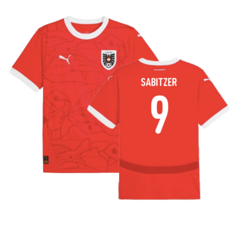 Sabitzer #9 Österreich 2024 Fußball Heimtrikot Herren mit Euro-Patches