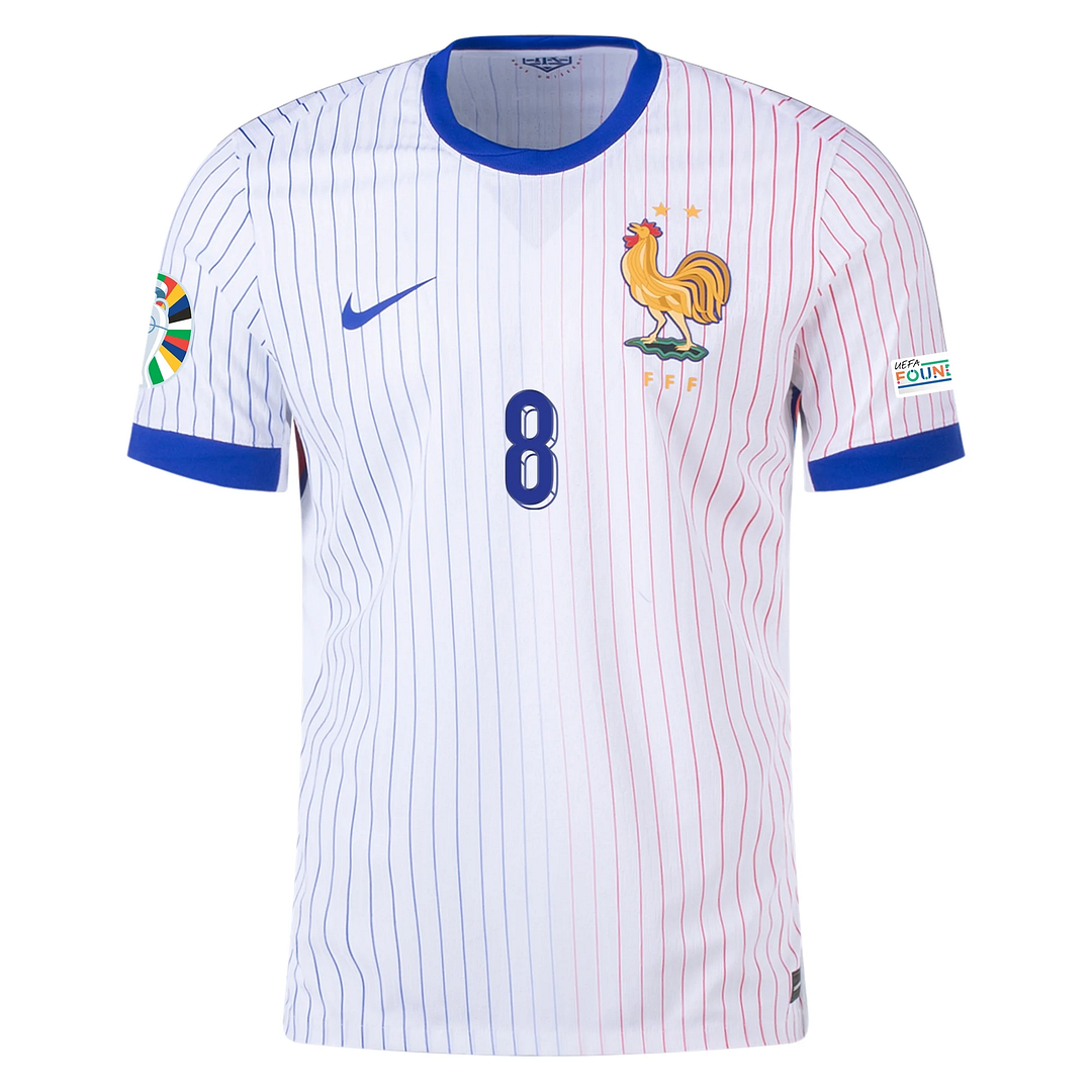 Tchouaméni #8 France 2024 Auswärtstrikot Herren mit Euro-Patches