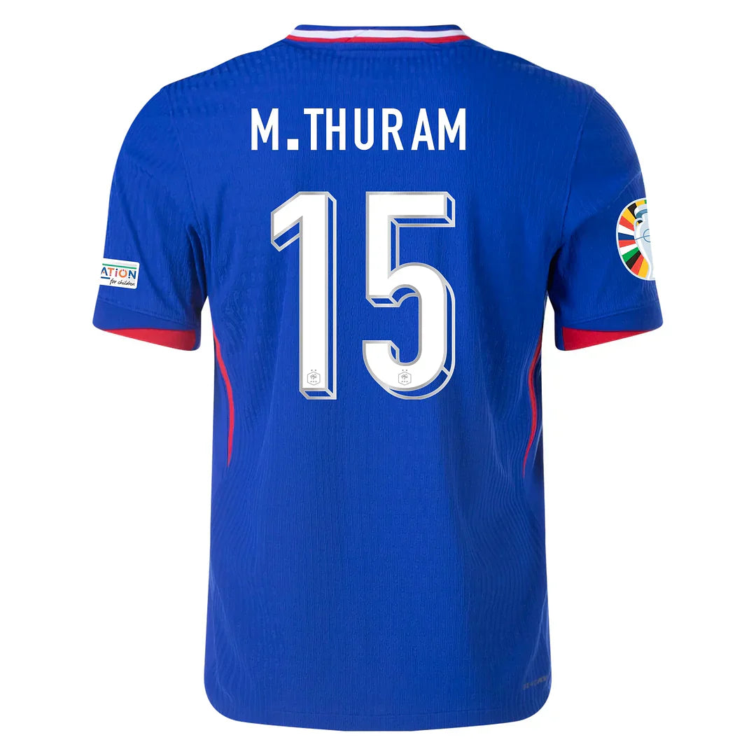 Thuram #15 France 2024 Heimtrikot Herren mit Euro-Patches