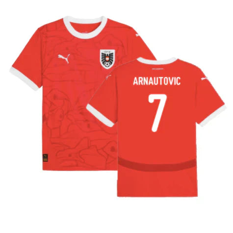 Arnautović #7 Österreich 2024 Fußball Heimtrikot Herren mit Euro-Patches