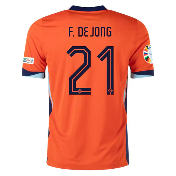 De Jong #21 Netherlands 2024 Heimtrikot Herren mit Euro-Patches
