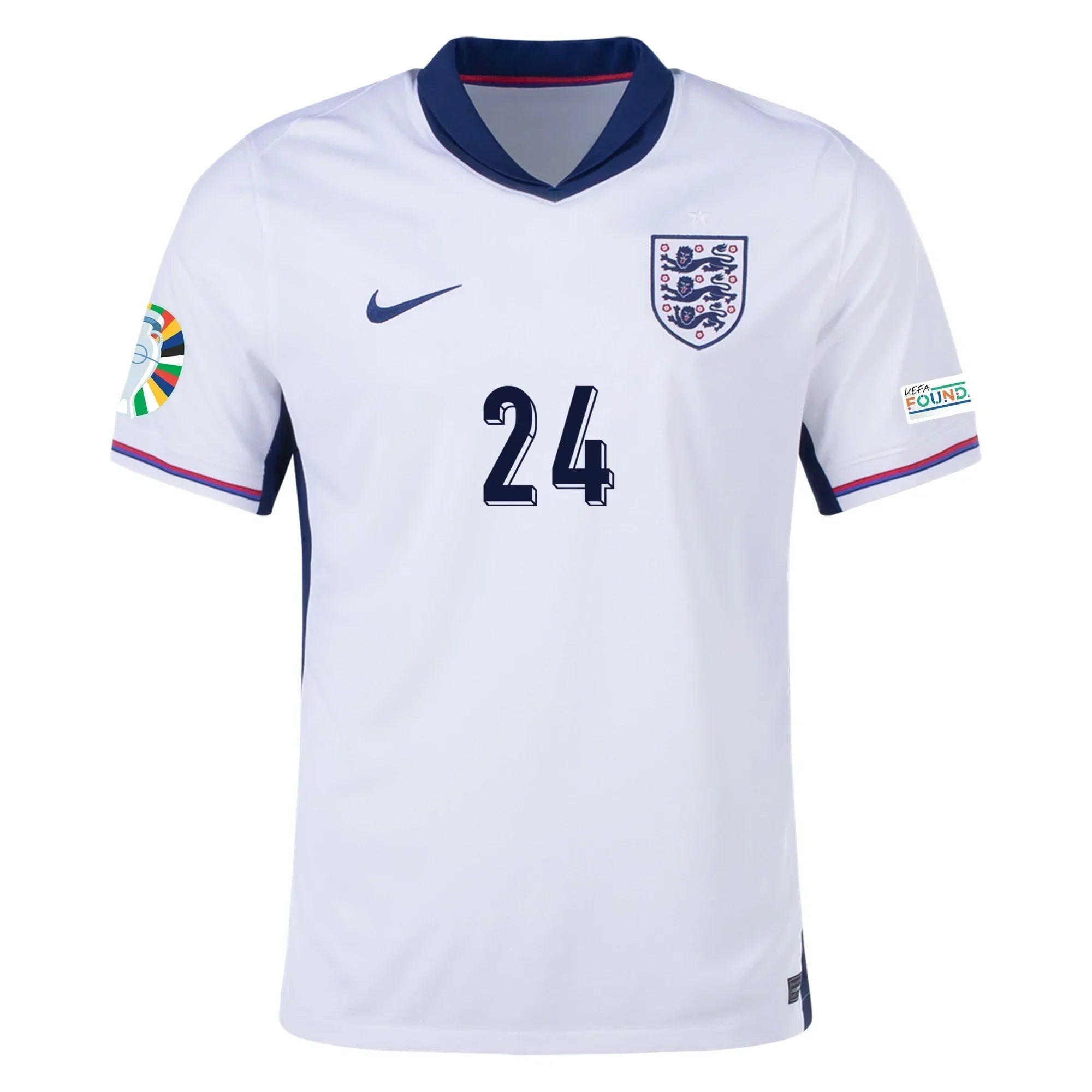 Palmer #24 England 2024 Home Jersey with Euro-Patches
