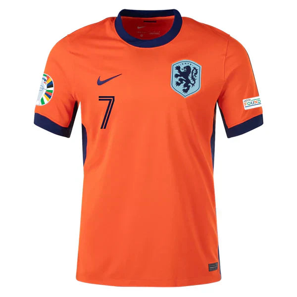 Xavi Simons #7 Netherlands 2024 Heimtrikot Herren mit Euro-Patches